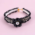 Load image into Gallery viewer, Handwoven Tweed Flower Collar Necklace

